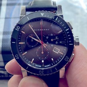 Burberry City BU9382 Chronograph Black Dial Leather Band Men's Watch